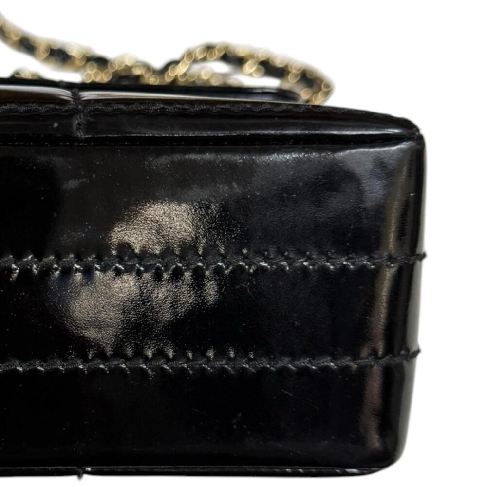 Chanel Chocolate Bar Shoulder Bag, Patent Leather, Black, Women's, CHANEL Chain - Picture 14 of 16
